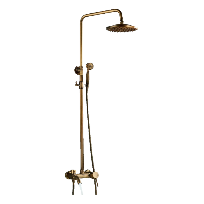 JANA | Set doccia vintage ottone non laccato in acciaio inox | Miscelatore doccia dal design retrò | Miscelatore doccia completo di doccetta