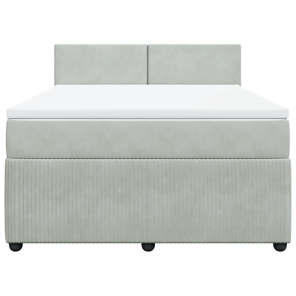 Giroletto a Molle con Materasso Grigio Chiaro 140x190cm Velluto