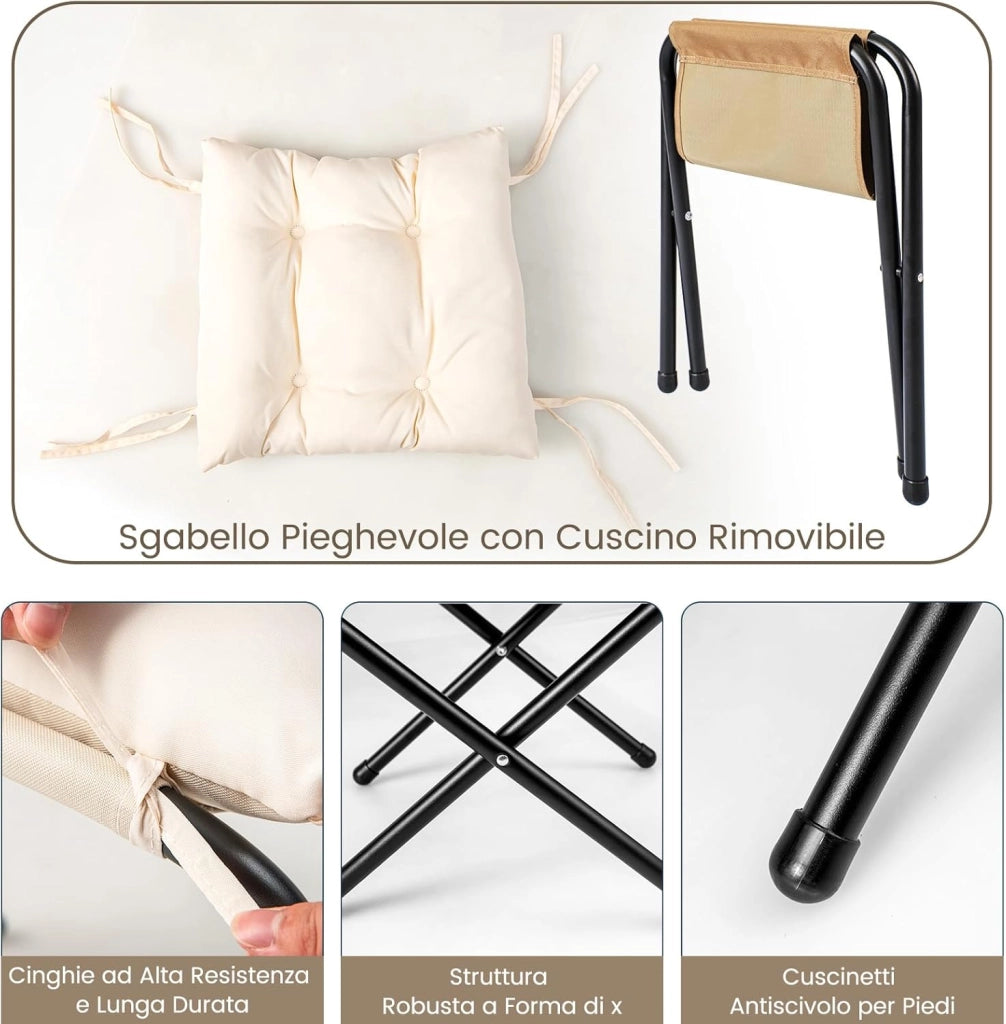 Poltrona Pigra con Poggiapiedi, Poltrona da Lettura Moderna con Cuscino, Braccioli, Poltrona d'Accento per Soggiorno, Camera da Letto, Ufficio e Esterno (beige)