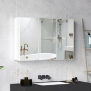 Armadio a specchio da bagno ULEVR 90x15,5x60 cm con 3 ante specchiate e 5 ripiani, bianco