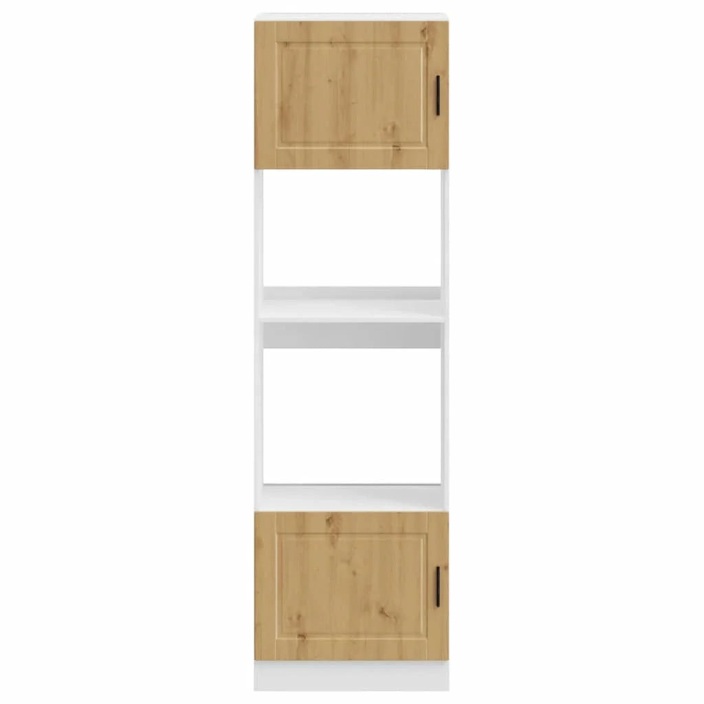 Set di 2 mobili forno compatti con piedini regolabili 60 x 57 x 207 cm finitura rovere ingegnerizzato 02_0055725
