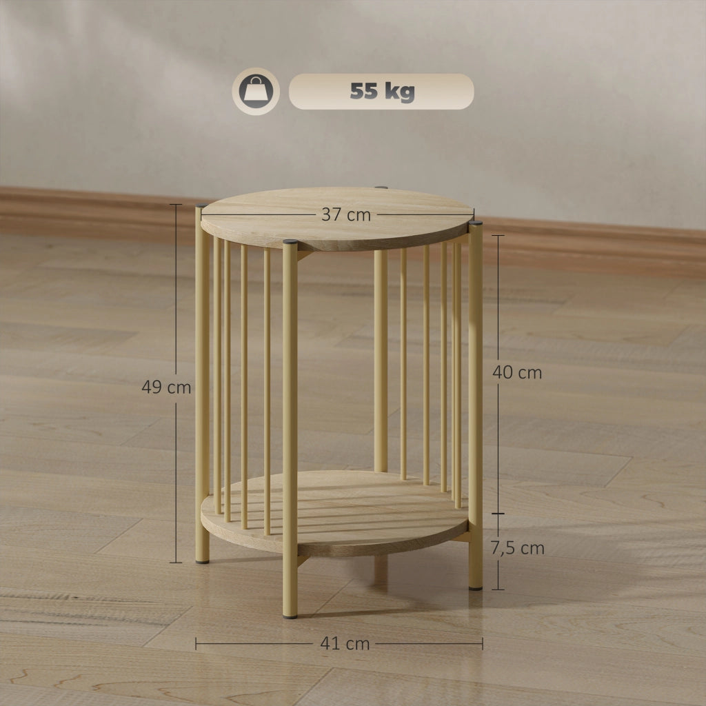 Tavolino rotondo a 2 livelli con ripiano ¨C zephmum ¨C ?41x49 cm natural