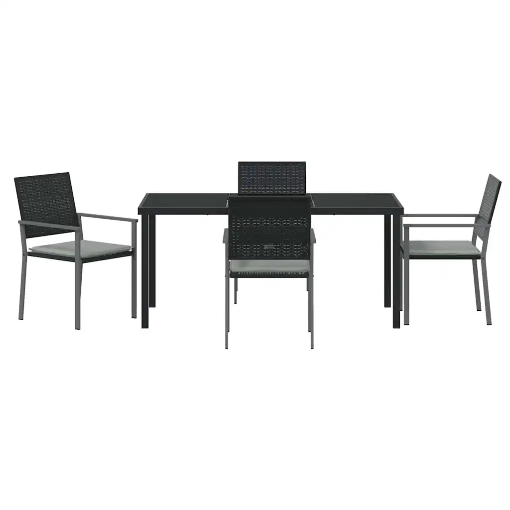 Set da Pranzo per Giardino 5 pcs Nero e Grigio Chiaro 3379075