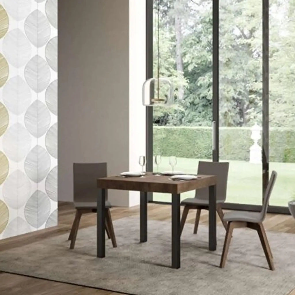 Tavolo allungabile 90/246x90 cm Everyday colore noce gambe antracite
