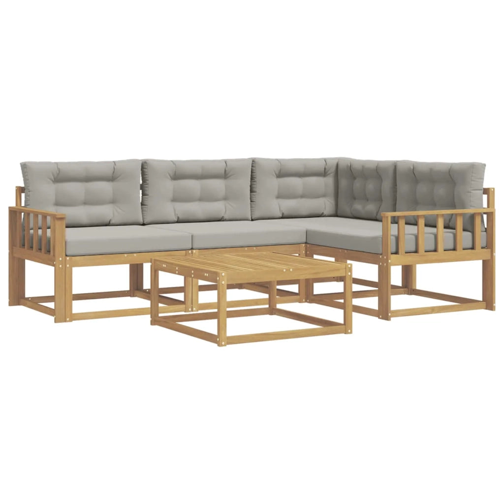 Set di divani da esterno 5 pcs Bianco e Grigio Chiaro