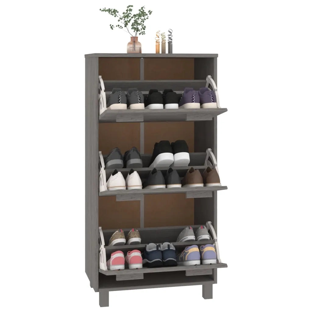 Scarpiera | Mobile per scarpe HAMAR Grigio Chiaro 59,5x35x117 cm in Legno di Pino