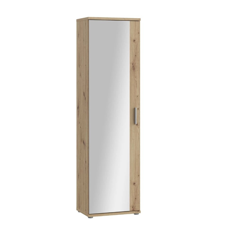 Mobile multiuso scarpiera Olimpia rovere con anta a specchio 50x35x179