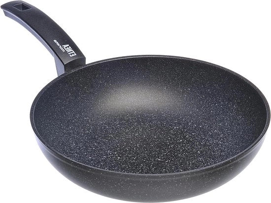 Pentola a wok da 28 cm in alluminio nero - Ideale per la stir-à-fare