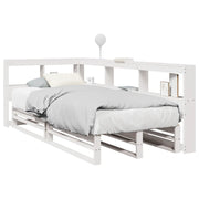 Letto Libreria senza Materasso-Struttura Letto con contenitore Bianco 90x190 cm Massello Pino 552178