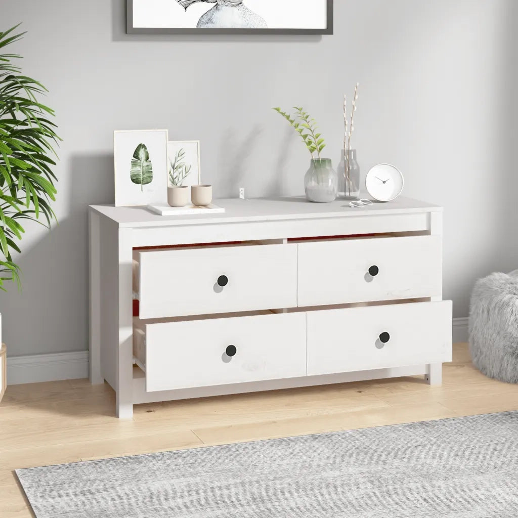 Armadietto Bianco 100x40x54 cm in Legno Massello di Pino 821775