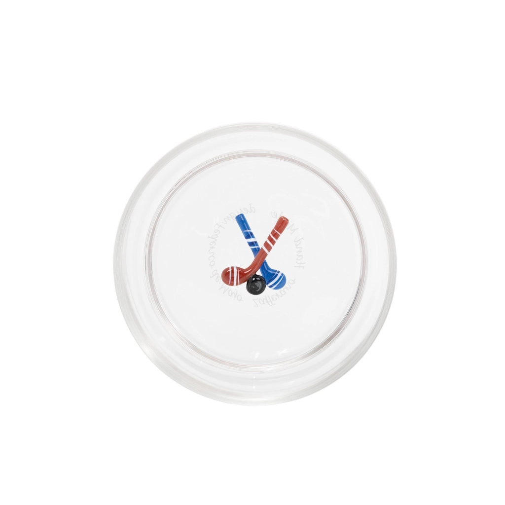 Teca Bicchieri Winter Game Tumbler 35cl in Vetro Borosilicato con Decorazione Tridimensionale Hockey Artigianale per Atmosfera Invernale