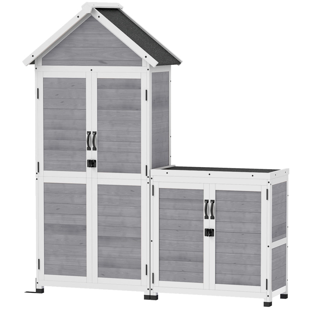 Armadio da giardino in legno con tetto inclinato ¨C zephmum ¨C grigio