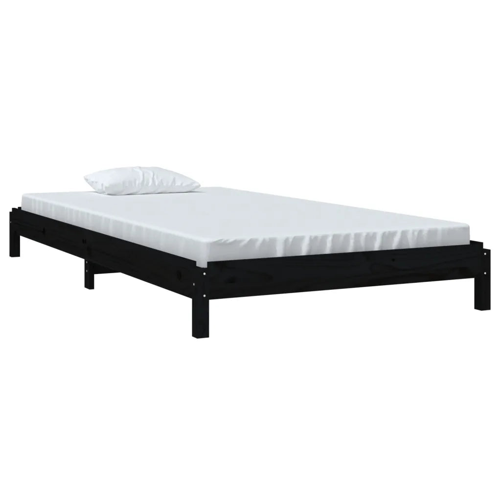 Letto singolo | Letto per adulti | Letto Impilabile Nero 80x200 cm in Legno Massello di Pino
