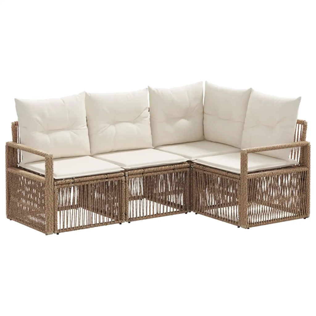 Set Divano da Giardino 4 pcs Beige polyrattan 3435705