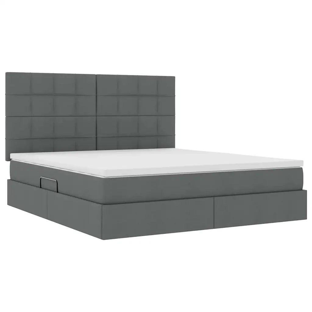 Letto con contenitore e LED con led Grigio scuro 160 x 200 cm