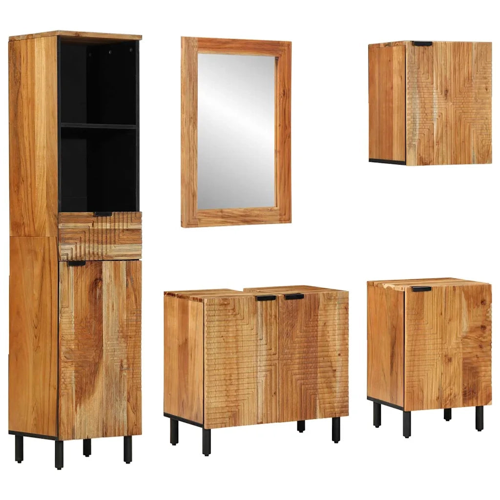 Set di mobili per il bagno con cassetto con porta 5 pcs Marrone 3310015