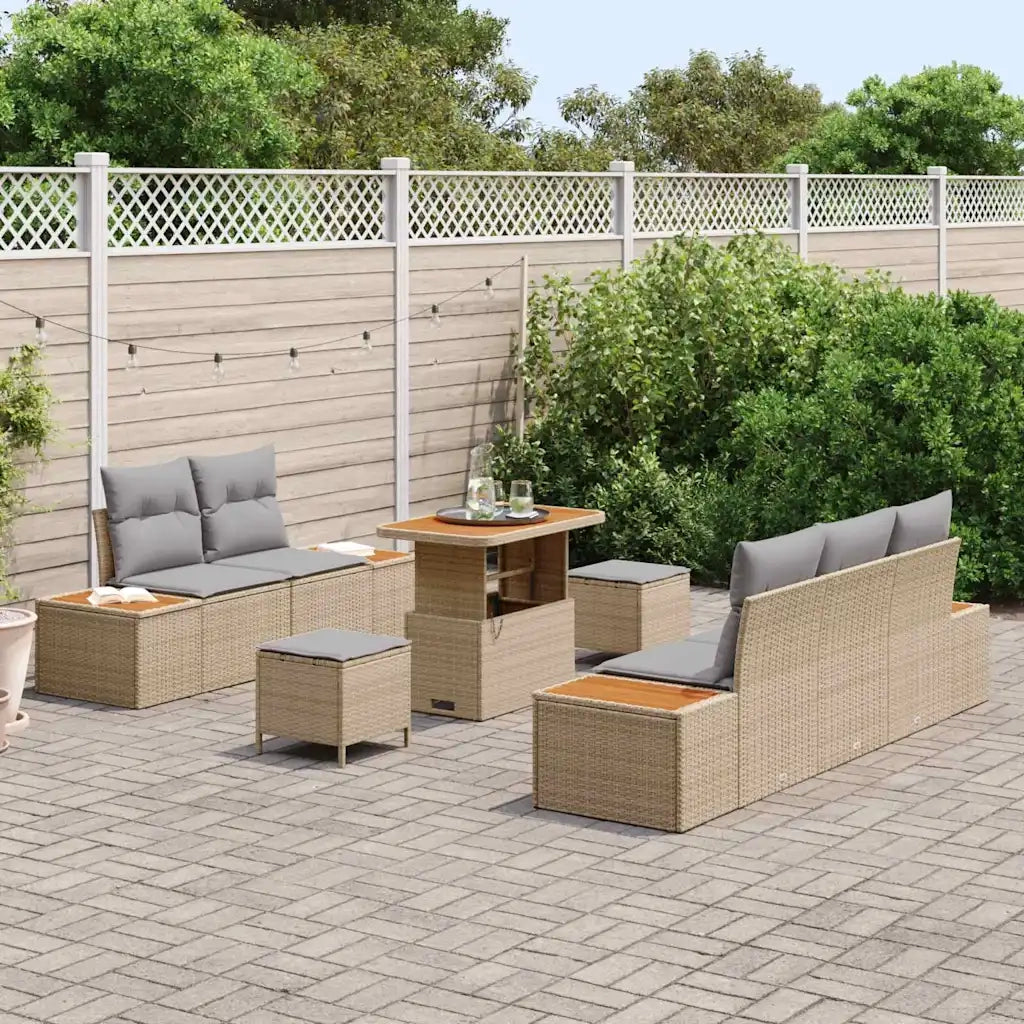 Set Divano da Giardino 8 pcs Beige polyrattan