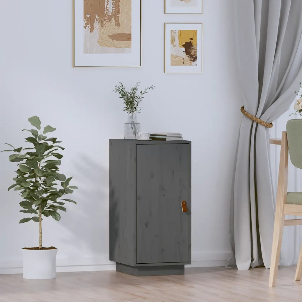 Credenza Grigia 34x40x75 cm in Legno Massello di Pino 820114