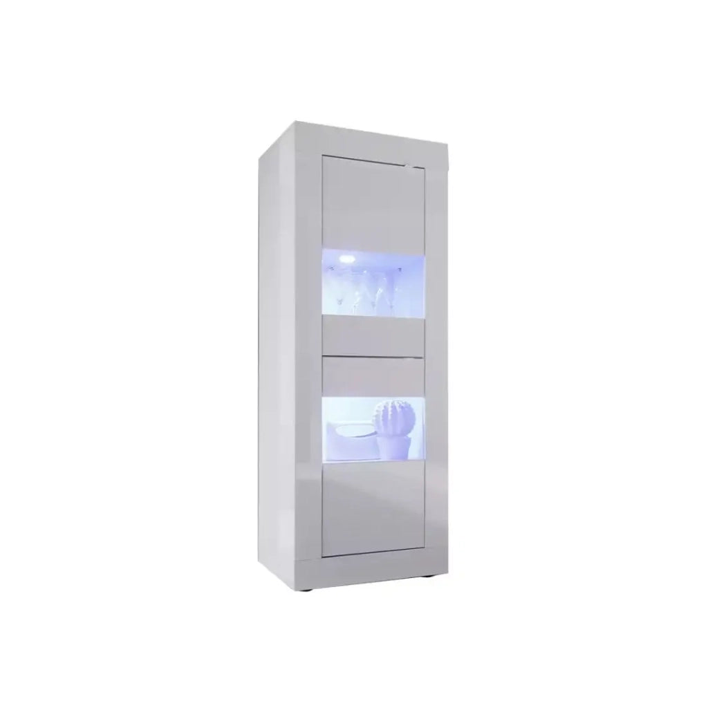 Vetrina con porta in vetro, collezione ISORA, colore bianco lucido lacato