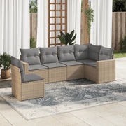 Set Divano da Giardino 6 pz con Cuscini Beige in Polyrattan 3251366