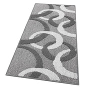Tappeto Cucina 50x100 Cm Tridimensionale Cerchi 3D Assorbente Morbido Moderno Antiscivolo Grigio
