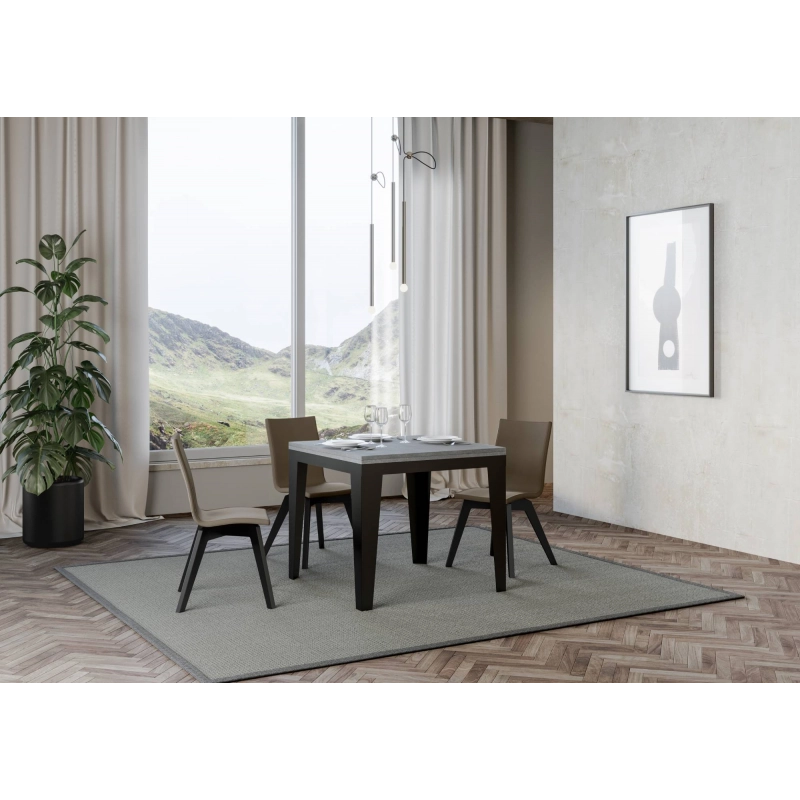 Tavolo apribile 90x90/180 cm Flame Libra telaio Antracite - Cemento