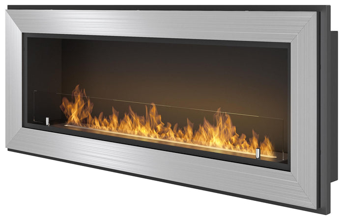 Camino a Bioetanolo da Parete/Incasso 120x49 cm Frame 1200 Inox con Vetro