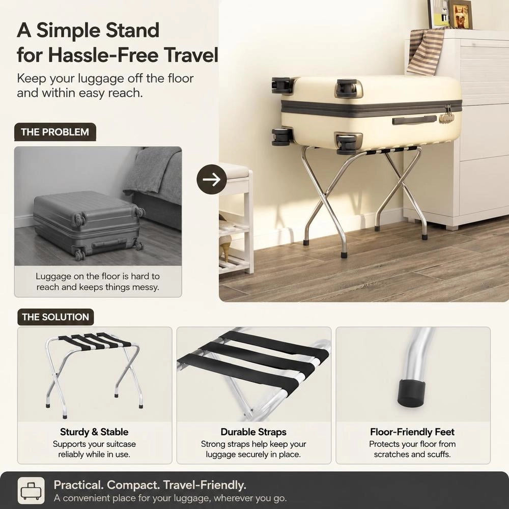 Luggage Rack, Black And Silver, 56x40x49 Cm