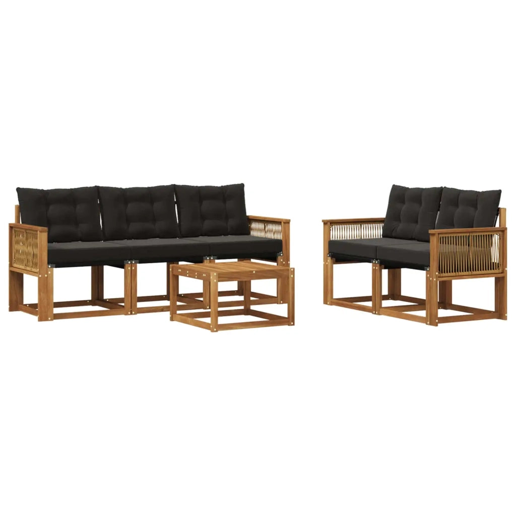 Set di divani da esterno 6 pz Naturale e Nero 3381780