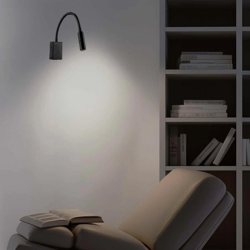 Applique Lampada Led Da Parete Hotel Per Lettura 3W 3000K Braccio Flessibile Carcassa Nera SKU-211485