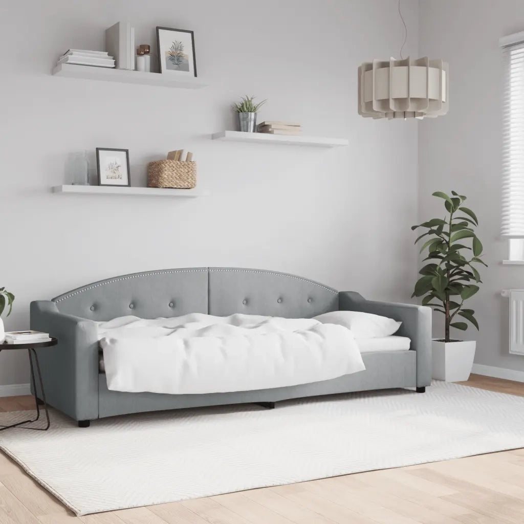 Letto singolo | Letto per adulti | Letto da Giorno Grigio Chiaro 80x200 cm in Tessuto