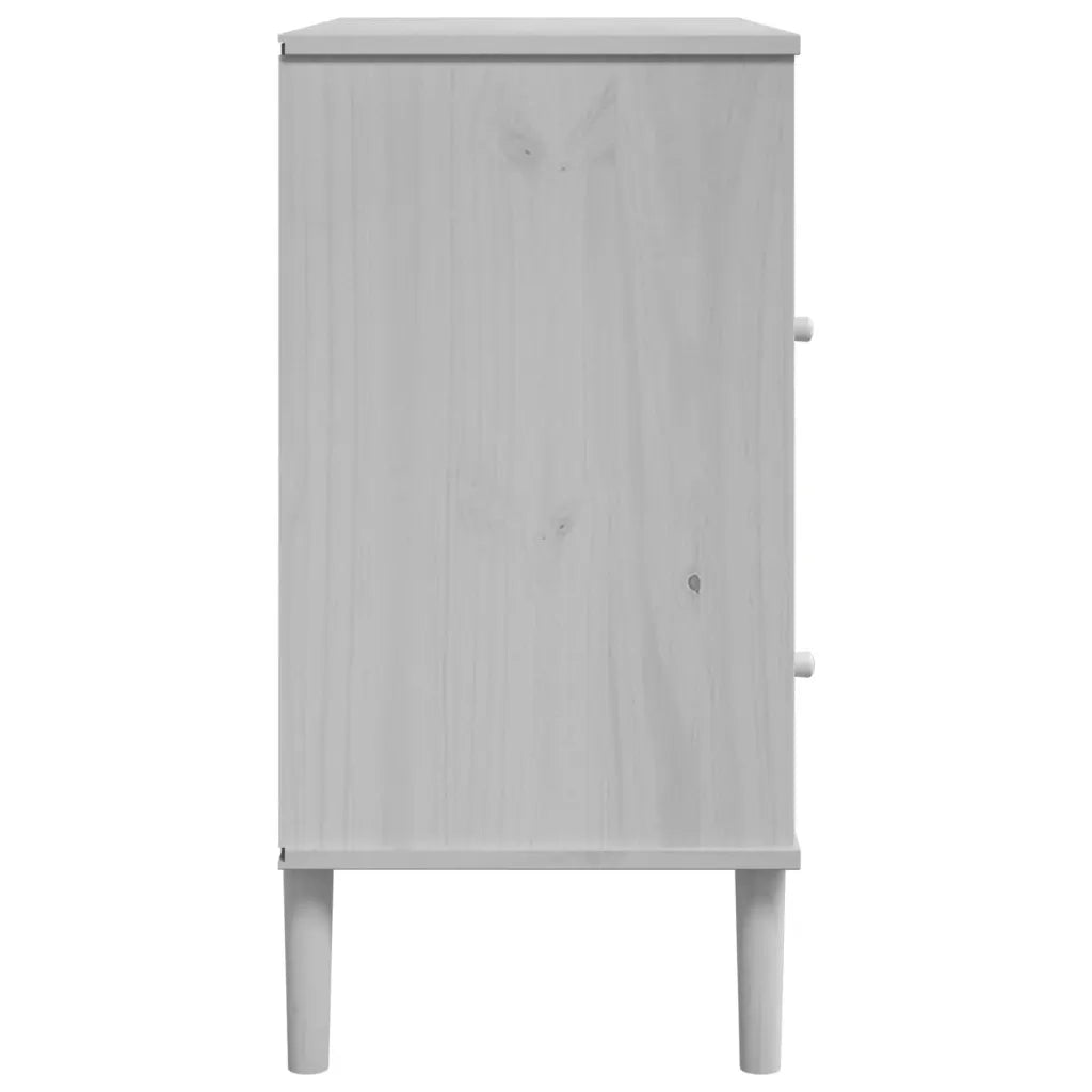 Credenza-Buffet-Armadio da cucina SENJA Aspetto Rattan Bianco 80x40x80 cm Massello Pino 170505