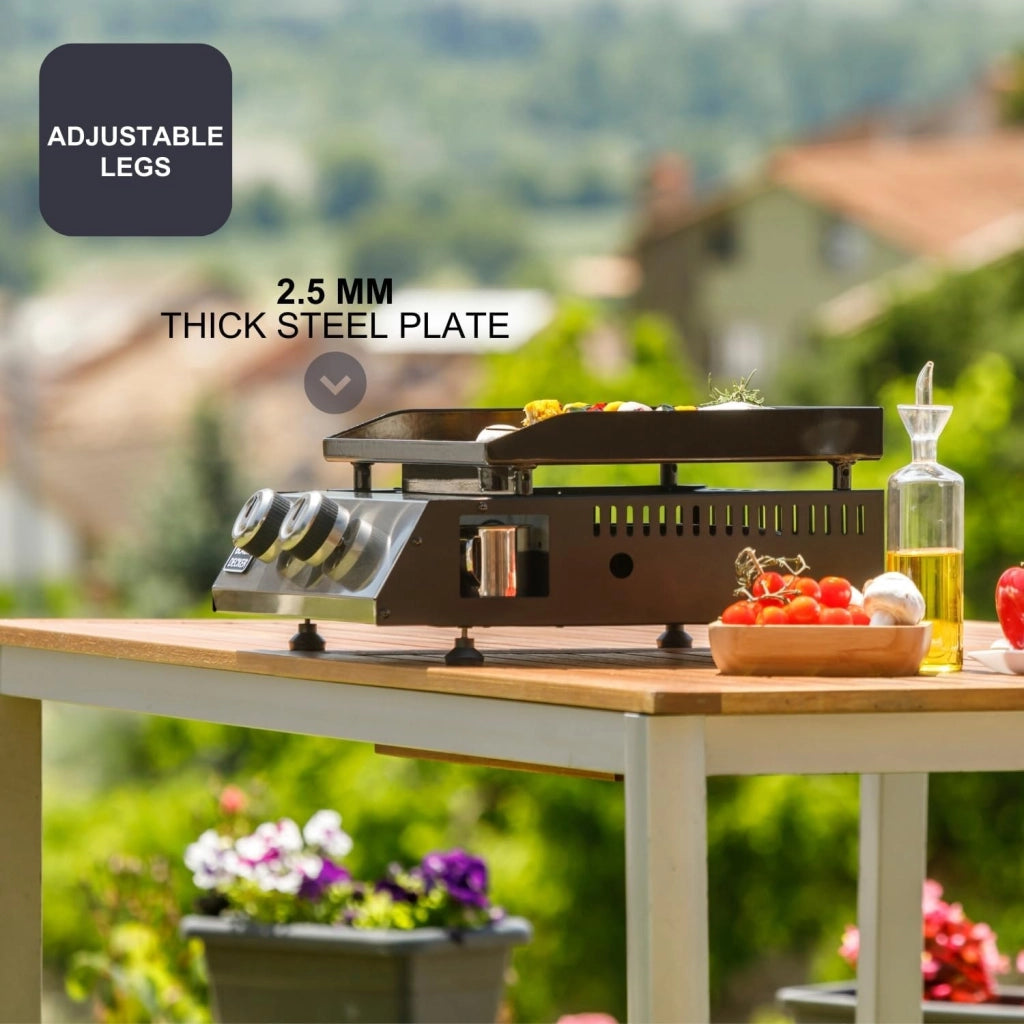 Black + decker bxop4900e plancha piastra a gas 2 bruciatori, piastra in acciaio smaltato, piedini regolabili