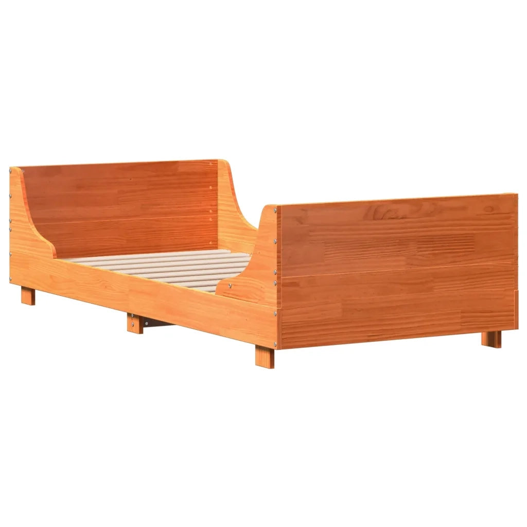Letto senza Materasso Marrone Cera 100x200 cm in Legno di Pino