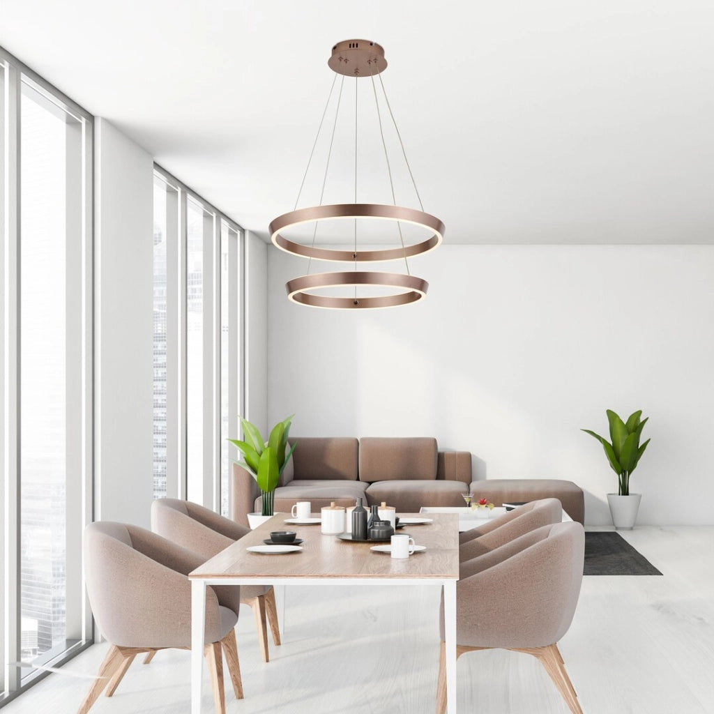 Lampada sospesa LED Nevira 2 anelli bronzo Rabalux