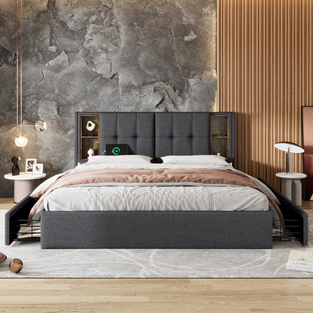 letto matrimoniale lino grigio 160 x 200 cm