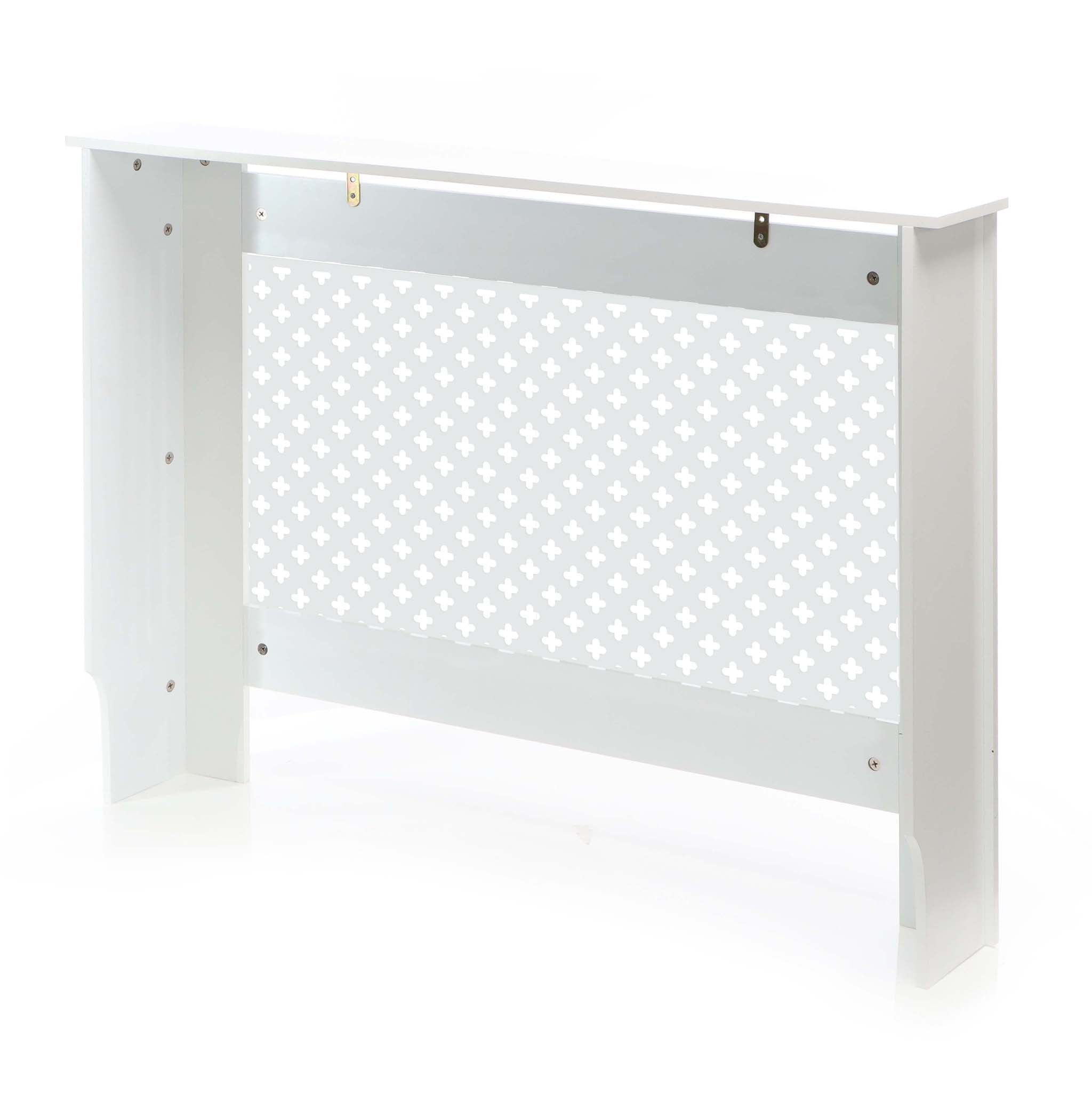 Toboli Copritermosifoni in legno bianco 112 x 19 x 82 cm, copri termosifone in MDF, pannello in legno per radiatori, elegante mobile copritermosifone