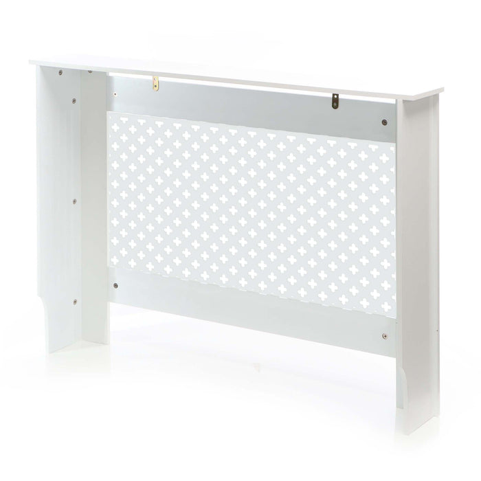 Toboli Copritermosifoni in legno bianco 112 x 19 x 82 cm, copri termosifone in MDF, pannello in legno per radiatori, elegante mobile copritermosifone