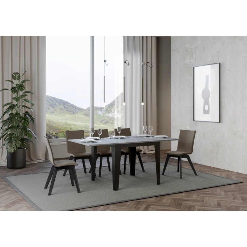 Tavolo apribile 90x90/180 cm Flame Libra telaio Antracite - Cemento