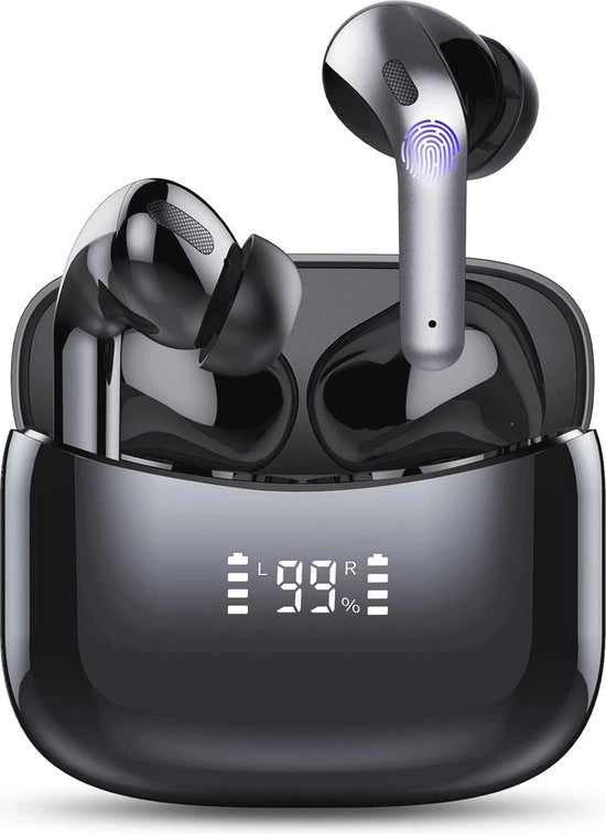 Orecchini In-Ear Senza Fili con 35 Ore di Riproduzione e Display di Alimentazione a LED - Ricarica Rapida e Impermeabili IPX7