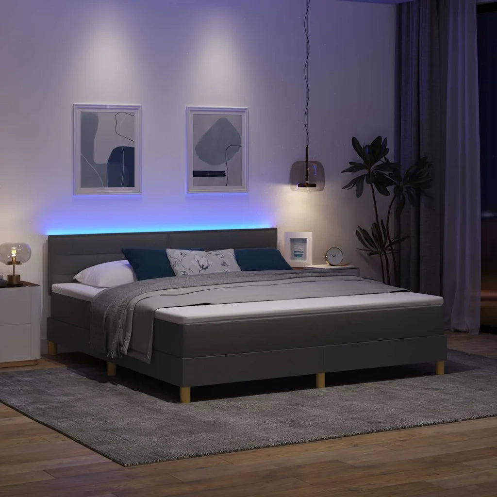 Letto a Sorgente LED Grigio scuro 180 x 200 cm Tessuto 3342381