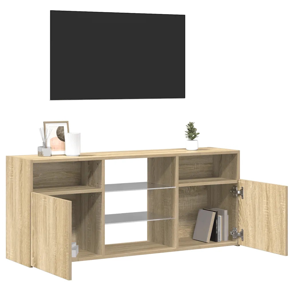 Mobile Porta TV con Luci LED-Credenza TV Rovere Sonoma 120x30x50 cm