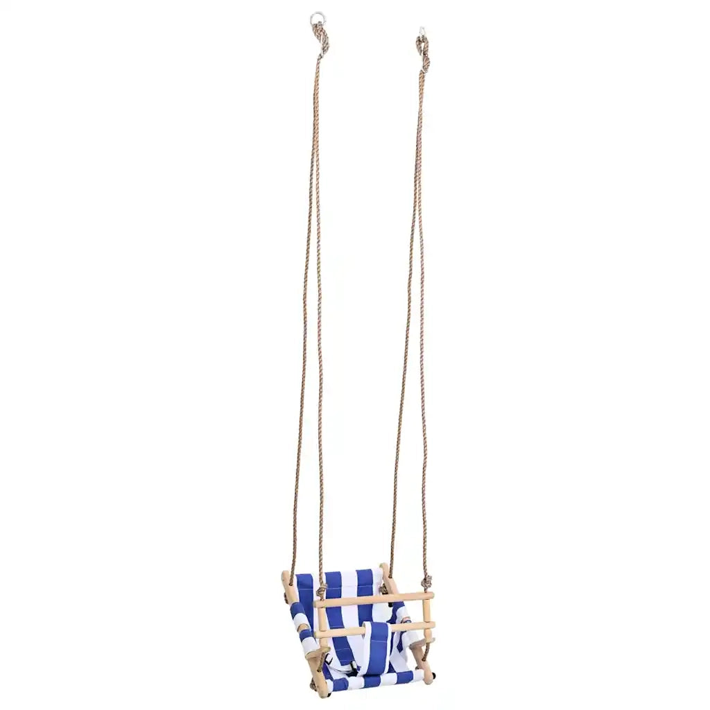 Altalena per Bambini con Cintura di Sicurezza Cotone Legno Blu CFW6828588