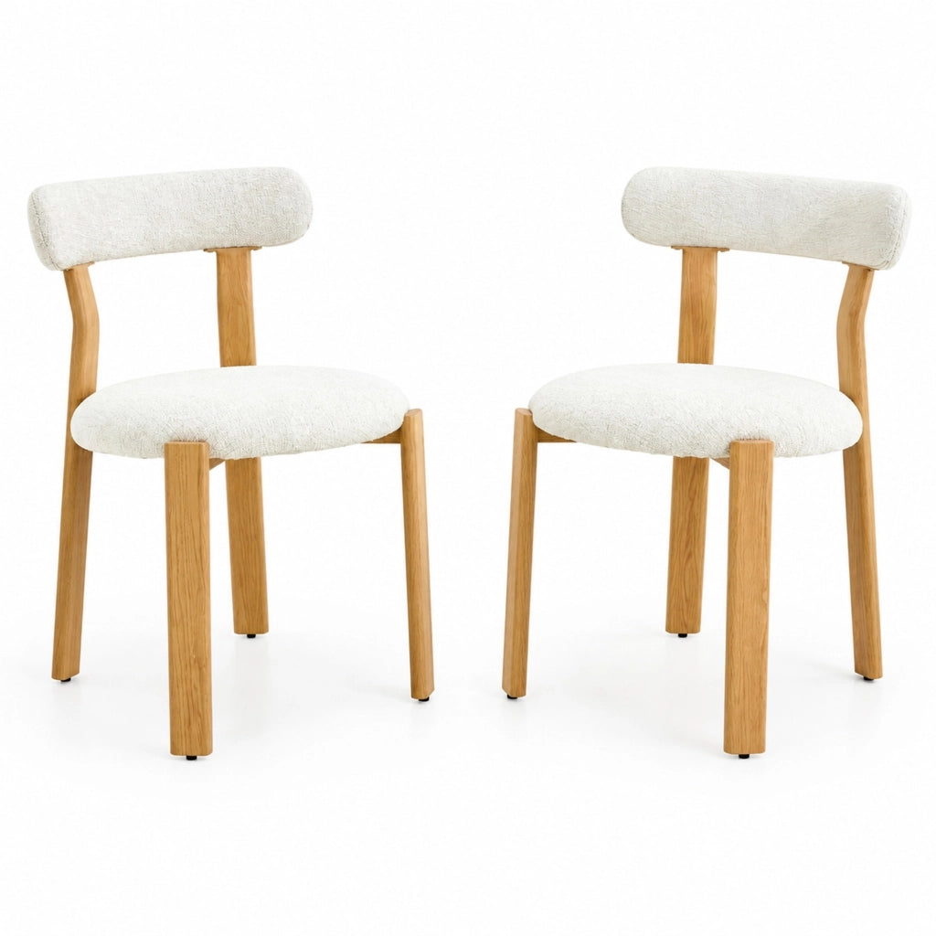 Sedia bianca in ciniglia con schienale ergonomico imbottito