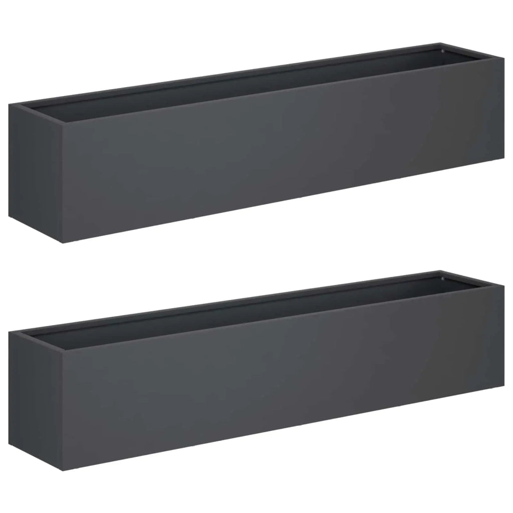 Vaso da giardino 2 pz Antracite 100 x 20 x 20 cm 8005181