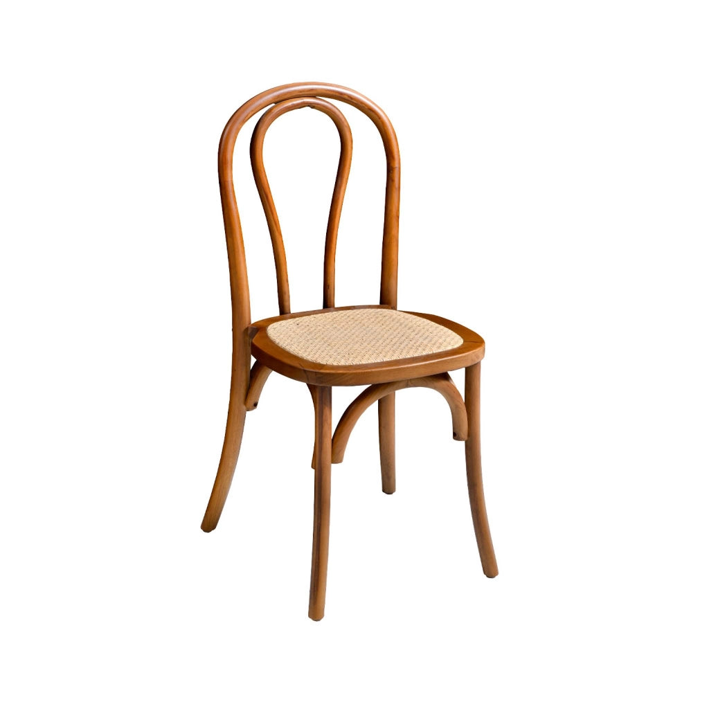 Set 2 sedie vintage in legno e rattan, noce