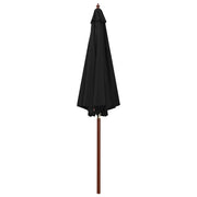 Ombrellone con Palo in Legno-Ombrello da giardino 300x258 cm Nero