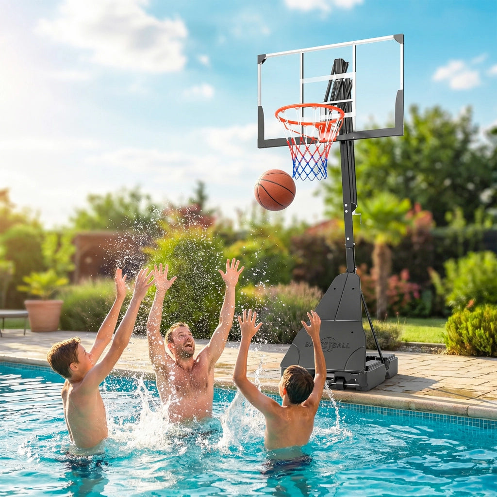 Canestro da Basket per Esterni ¨C zephmum ¨C Acciaio e Plastica, 120x120x245-305 cm