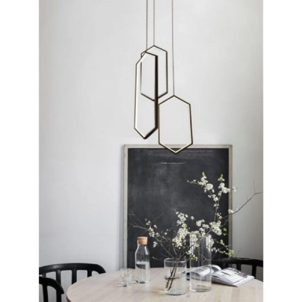 Trade Shop - Lampadario A Sospensione Soffitto Led Moderno 70watt Esagoni Pendenti Nero Lp-05 -