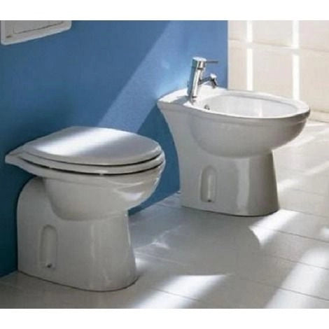 Kit Sanitari filomuro Karla Rak ceramics - Kit standard Karla (Bidet, vaso scarico pavimento, coprivaso in abs)